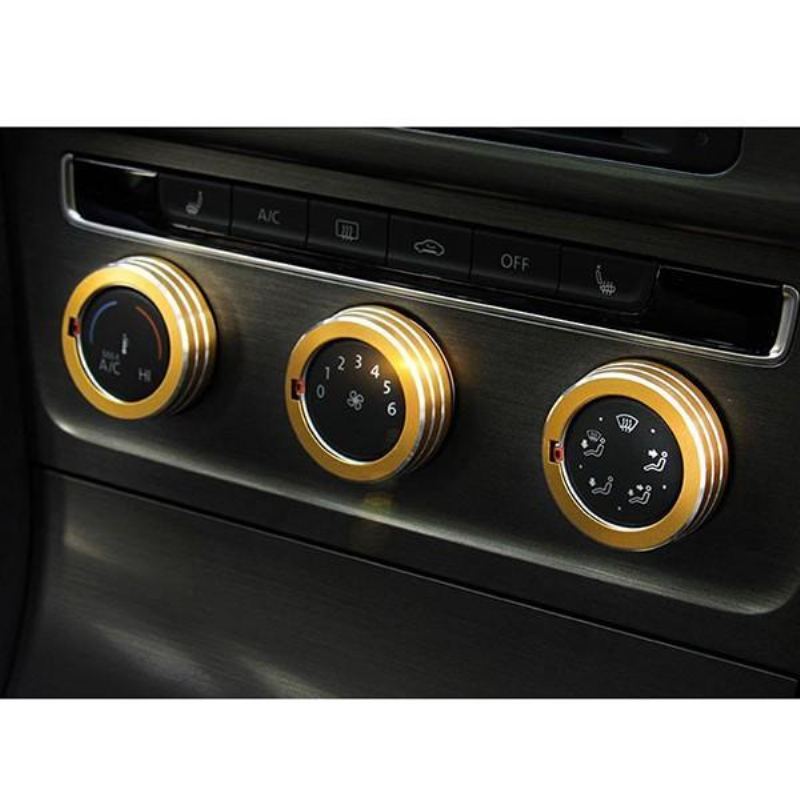 3ks/sada Cars Alu Decoration Stereo Knob Ring Kroužek Na Knoflík Klimatizace Pro Golf 7