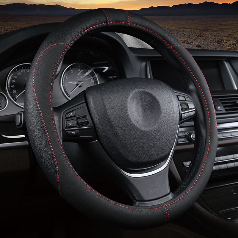 Prodyšné 38cm Pu Kožené Protiskluzové Potahy Na Volant Pro Vozy Toyota/honda/nissan/mazda
