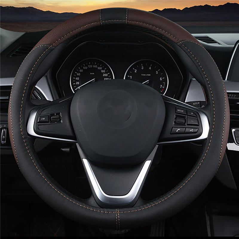 Prodyšné 38cm Pu Kožené Protiskluzové Potahy Na Volant Pro Vozy Toyota/honda/nissan/mazda