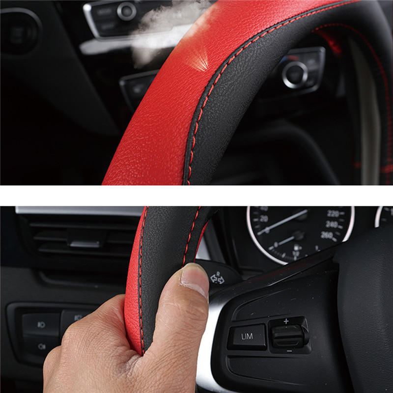 Prodyšné 38cm Pu Kožené Protiskluzové Potahy Na Volant Pro Vozy Toyota/honda/nissan/mazda