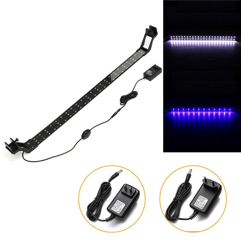 24w 85cm Modrobílá Led Nastavitelná Svítilna Do Akvária Na Ryby Super Tenké Světlo S Klipem