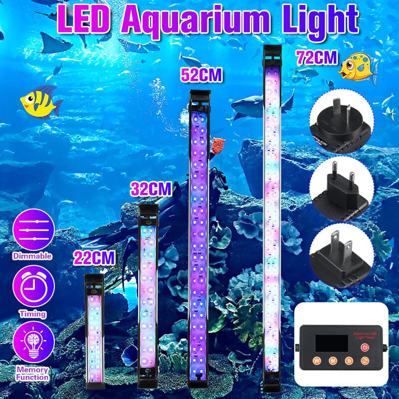 52cm Super Slim Rgb Led Osvětlení Akvária Vodní Rostliny Světlo Do Vodotěsná Lampa S Klipem Pro