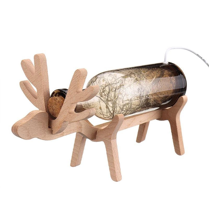 Skleněná Led Víla Elk Deer Light Bottle Jar Noční Světlo Stolní Lampa Vánoční Home Decor Dárek