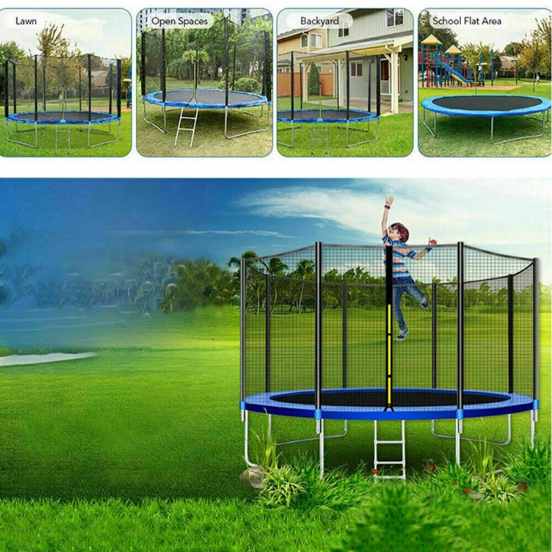 8/10/12/13/14ft Trampolínová Pružina Kulaté Trampolíny Set Bezpečnostní Síťová Podložka Kid
