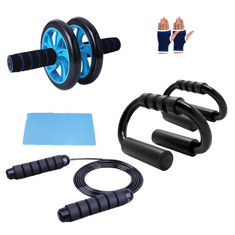 Domů Posilování Fitness Set Břišní Kolečko Roller Push Up Stojan Rukavice Švihadlo