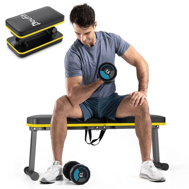 Doufit Flat Weight Bench Skládací 1000 Lbs Nosnost Pro Silový Trénink Press Lavice Pro Domácí Posilovnu Cvičení Lavička Se Zátěží A Snadné Přenášení