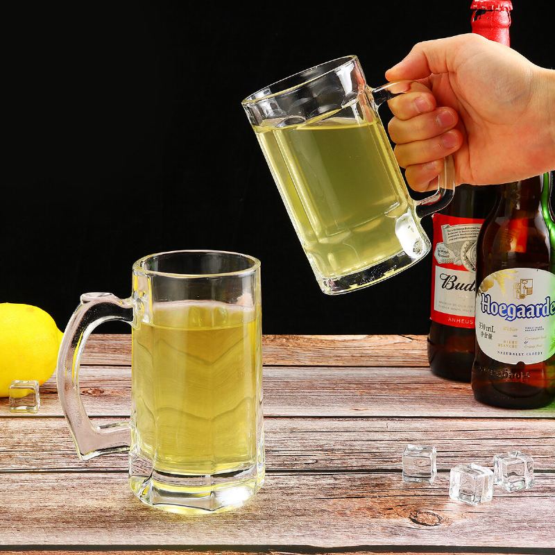 Hrnek Na Sklenice Velkokapacitní Silný Skleněný Pohár Z Křišťálového Skla Transparentní S Uchem Pro Club Bar Party Home