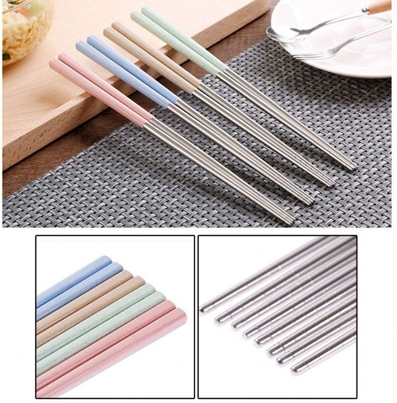 Opakovaně Použitelné Kovové Hůlky 2 Páry Z Nerezové Oceli Pro Sushi Hashi
