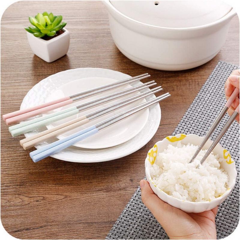 Opakovaně Použitelné Kovové Hůlky 2 Páry Z Nerezové Oceli Pro Sushi Hashi