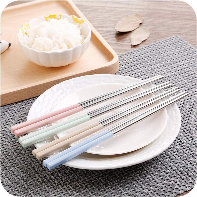 Opakovaně Použitelné Kovové Hůlky 2 Páry Z Nerezové Oceli Pro Sushi Hashi