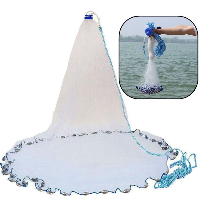 12 X24ft Rybářská Síť Nylon Mono Mesh Easy Throw Ruční Odlévání 7.2 M Závaží