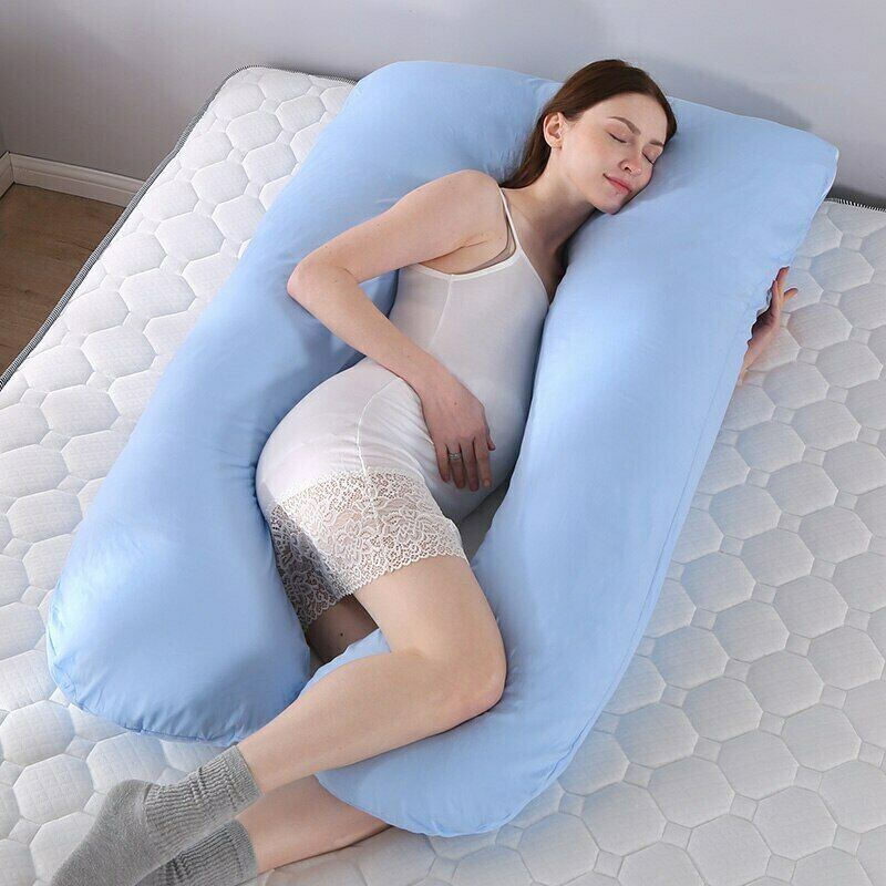 Polštář Typu U Podpěra Těla Ve Tvaru U Pohodlný Se 100% Pranou Bavlnou Potah Zipu Na Záda A Břicho Nápad Pro Spaní Na Boku Velikost 145*80 cm