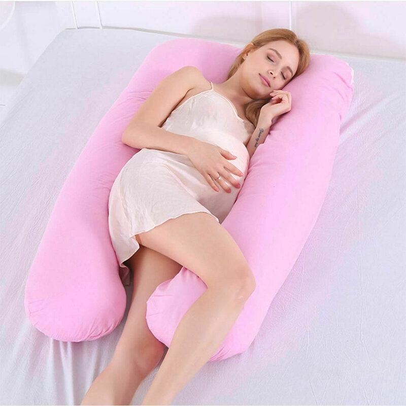 Polštář Typu U Podpěra Těla Ve Tvaru U Pohodlný Se 100% Pranou Bavlnou Potah Zipu Na Záda A Břicho Nápad Pro Spaní Na Boku Velikost 145*80 cm