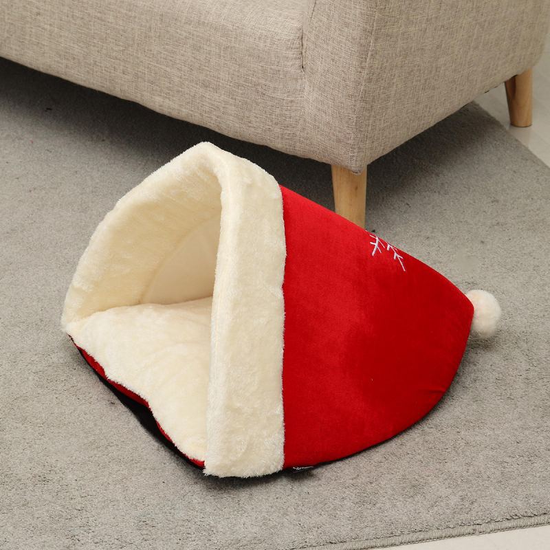 Vánoční Čepice Pet Nest Bed Soft Warm Cave House Spací Pytel Pro Domácího Mazlíčka