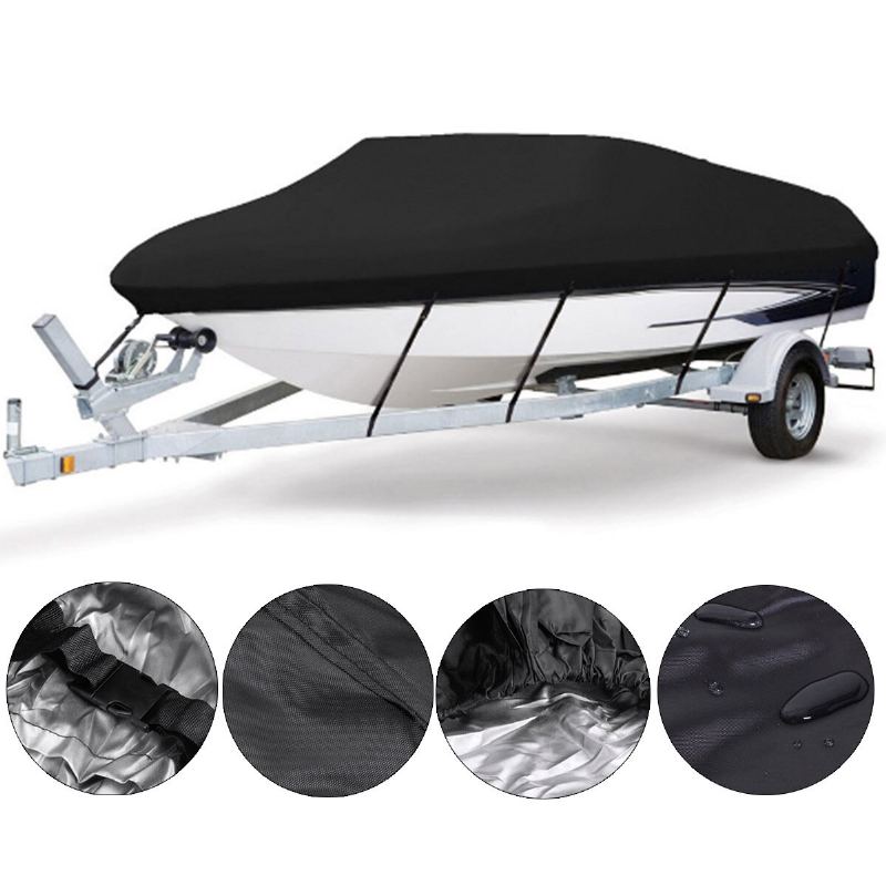 11-22ft Barco Boat Cover Anti-uv Voděodolný Heavy Duty 210d Marine Protector Příslušenství Pro Přívěsný Plátěný Člun