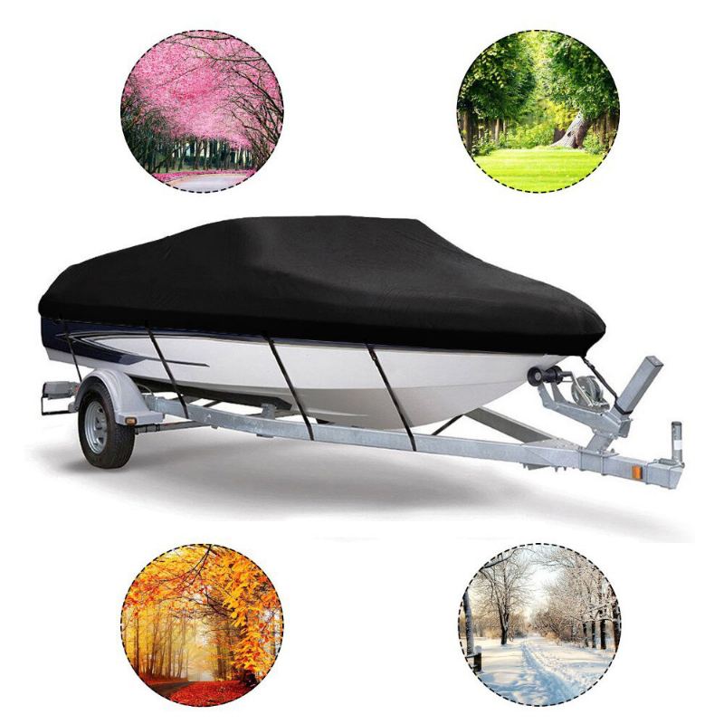 11-22ft Barco Boat Cover Anti-uv Voděodolný Heavy Duty 210d Marine Protector Příslušenství Pro Přívěsný Plátěný Člun