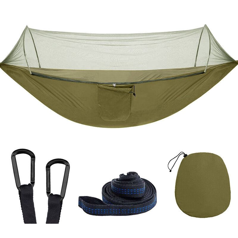 2 Osoby Outdoor Camping Nylonová Pevná Houpací Síť W Moskytiéra Cestovní Přenosný Batoh Síť Max. Nosnost 400 Kg