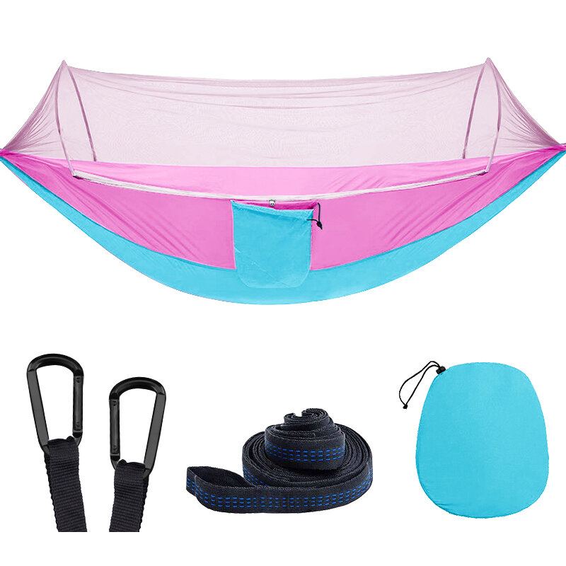 2 Osoby Outdoor Camping Nylonová Pevná Houpací Síť W Moskytiéra Cestovní Přenosný Batoh Síť Max. Nosnost 400 Kg