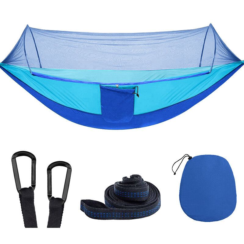2 Osoby Outdoor Camping Nylonová Pevná Houpací Síť W Moskytiéra Cestovní Přenosný Batoh Síť Max. Nosnost 400 Kg