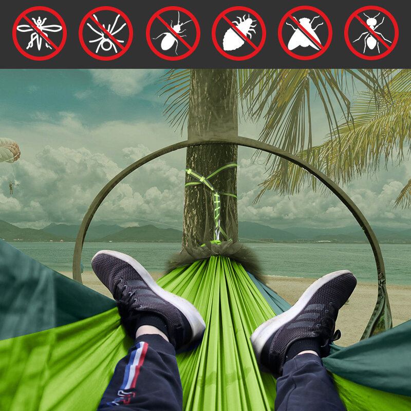 2 Osoby Outdoor Camping Nylonová Pevná Houpací Síť W Moskytiéra Cestovní Přenosný Batoh Síť Max. Nosnost 400 Kg