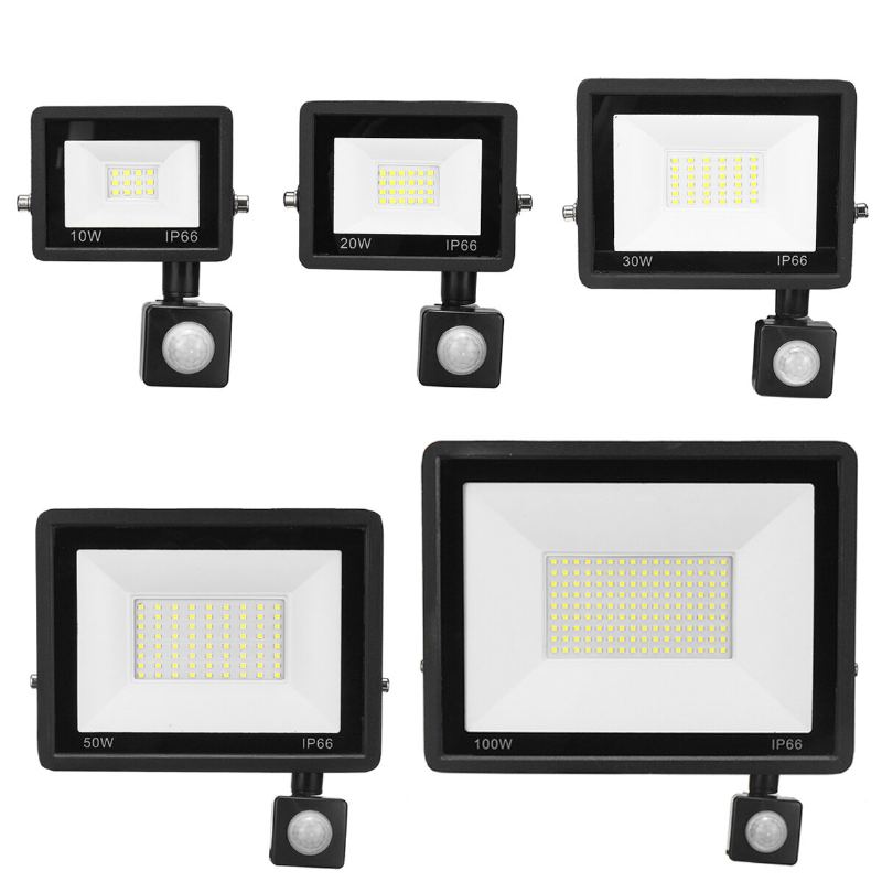 20w/30w/50w/100w Led Floodlight Pir Pohybový Senzor Reflektor Led Flood Light Vodotěsné Ip66 Bodové Světlo Nástěnné Venkovní Osvětlení