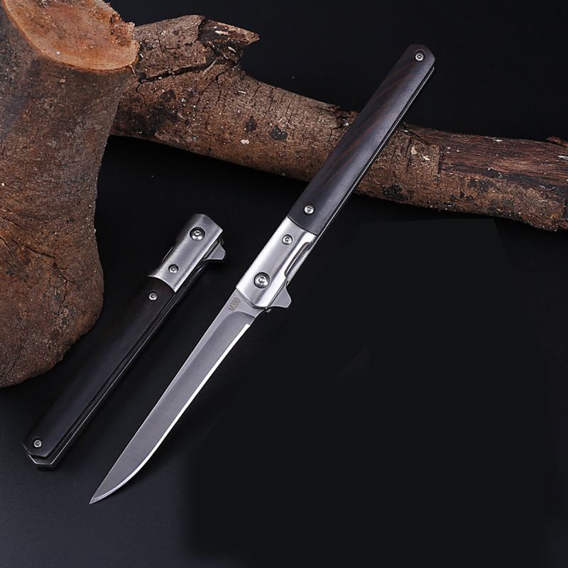 215mm 8.46" Zavírací Nůž S Pouzdrem 3cr13 Dřevěná Rukojeť Přenosný Kapesní Kempingový Lovecký Nůž Outdoorové Nástroje Pro Přežití