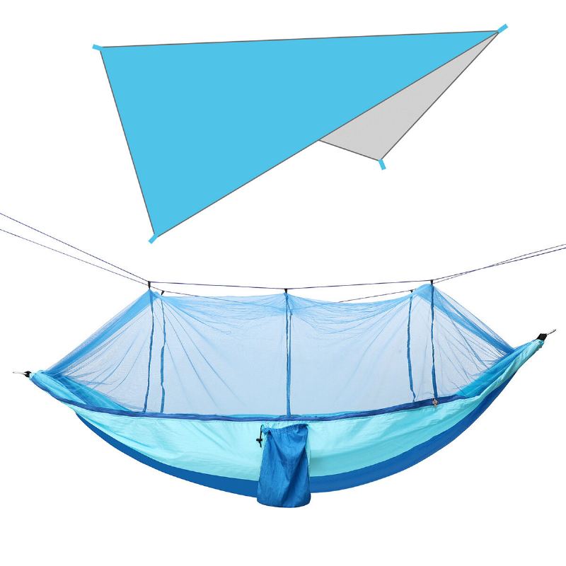 260x140cm Kempingová Houpací Síť Pro Dvě Osoby S Moskytiérou + 300x260cm Markýza Outdoor Camping Travel Max Zatížení 300kg