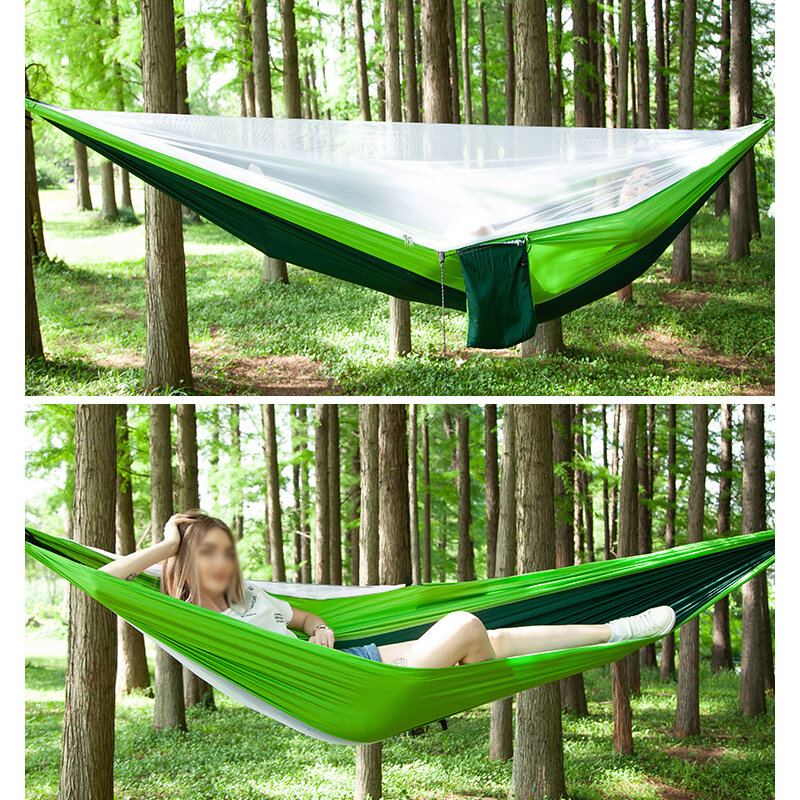 260x140cm Kempingová Houpací Síť Pro Dvě Osoby S Moskytiérou + 300x260cm Markýza Outdoor Camping Travel Max Zatížení 300kg