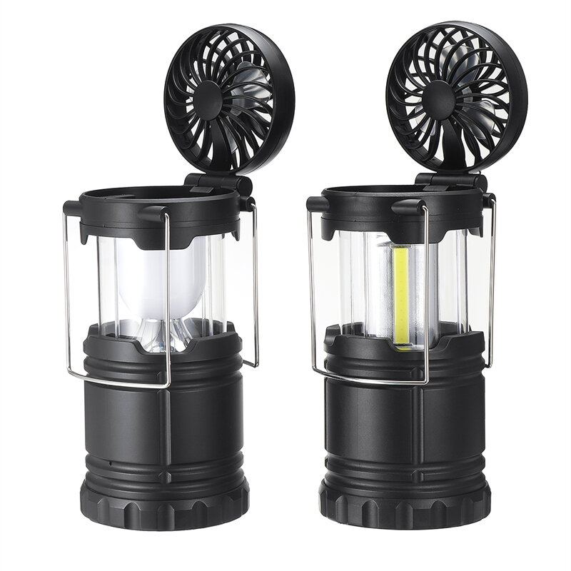 2v1 Cob/ball Žárovka Camping Light Multifunkční Nouzová Svítilna S Ventilátorem Pracovní Světla Noční Světlo Stanu Pro Outdoor Rybaření