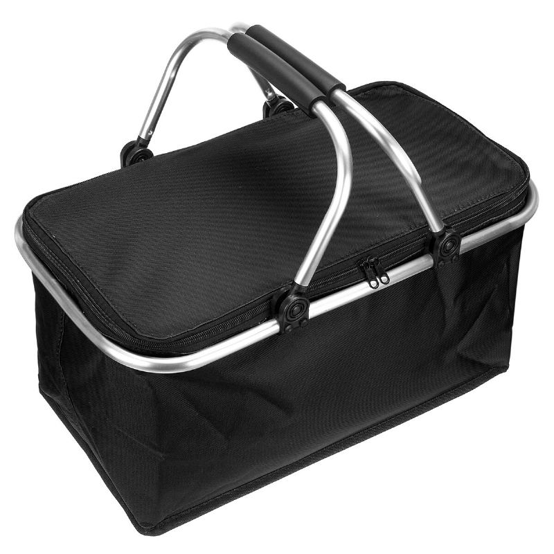 30l Vylepšený Piknikový Koš Izolovaný Chladicí Košík Skládací Pikniková Taška Koš Outdoor Camping Panic Tepelná A Chladná Izolace Oxford Cloth 18''11''9.4''