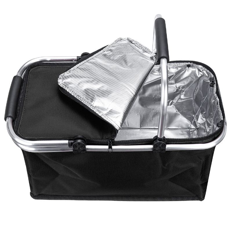 30l Vylepšený Piknikový Koš Izolovaný Chladicí Košík Skládací Pikniková Taška Koš Outdoor Camping Panic Tepelná A Chladná Izolace Oxford Cloth 18''11''9.4''
