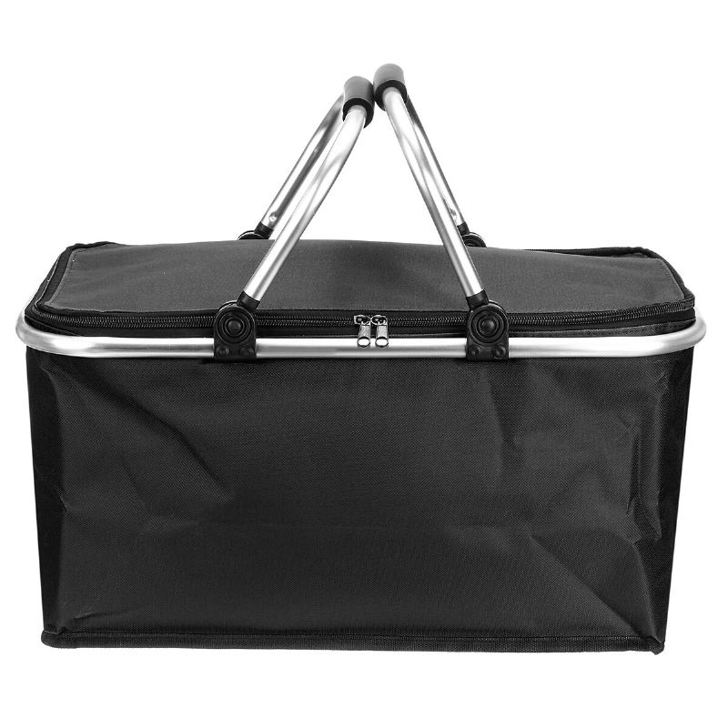 30l Vylepšený Piknikový Koš Izolovaný Chladicí Košík Skládací Pikniková Taška Koš Outdoor Camping Panic Tepelná A Chladná Izolace Oxford Cloth 18''11''9.4''