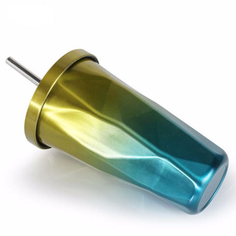473l Šálky Z Nerezové Oceli Gradient Color Diamond Double Wall Cestovní Láhve Na Vodu Se Slámou