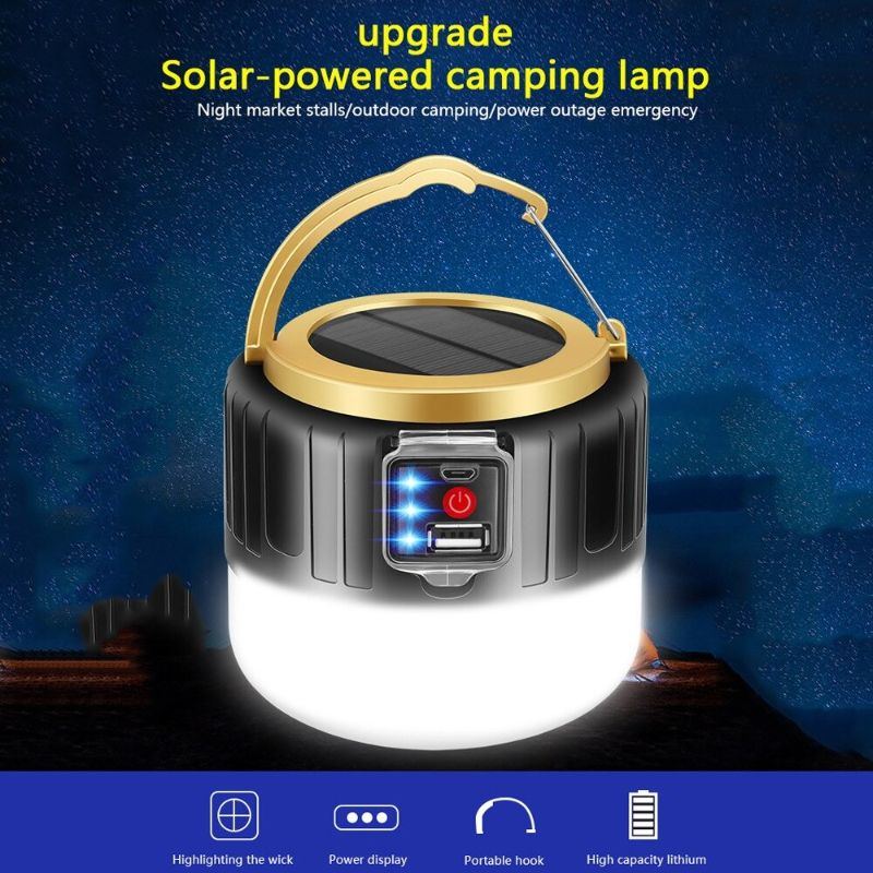 Camping Light Solární Venkovní Usb Nabíjecí 3 Režimová Stanová Lampa Přenosná Lucerna