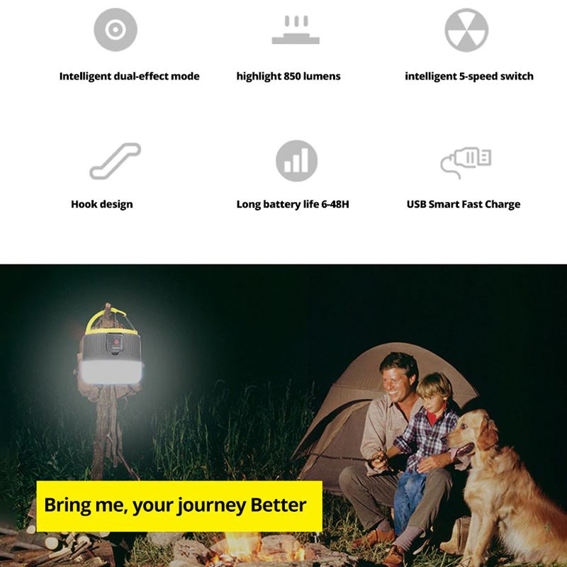Camping Light Solární Venkovní Usb Nabíjecí 3 Režimová Stanová Lampa Přenosná Lucerna