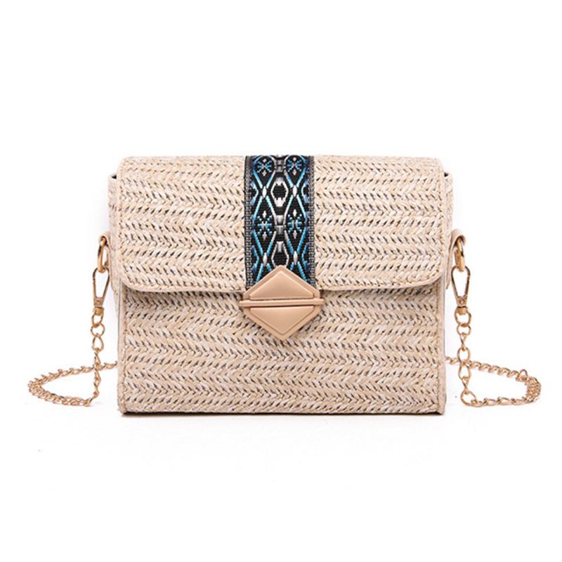 Dámská Letní Plážová Taška Ze Slámy Bohemian Crossbody Messenger Přes Rameno