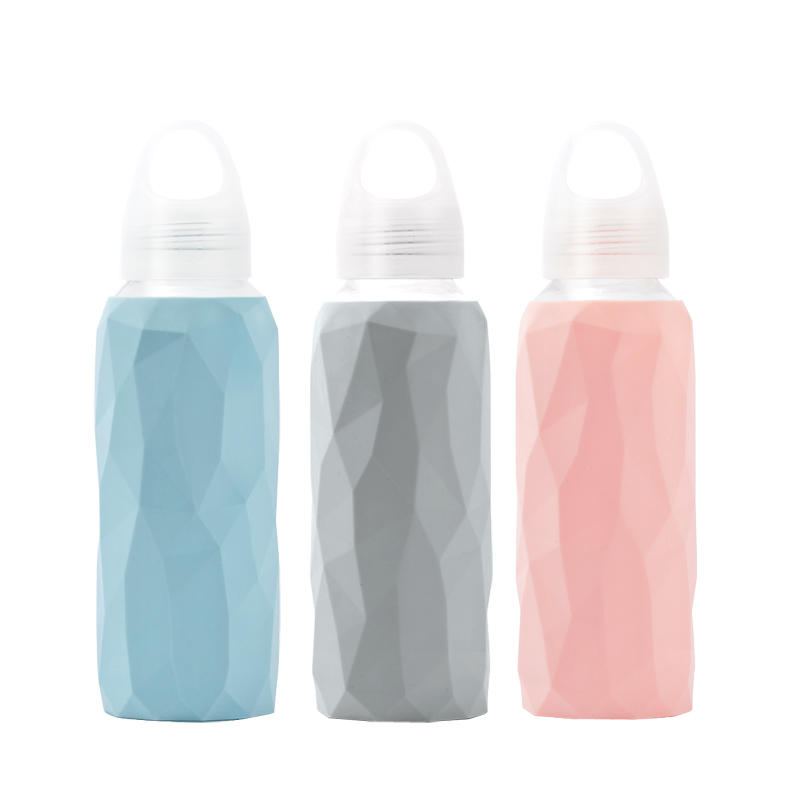 Jordan&judy 300ml Skleněná Láhev Na Vodu Sportovní Cestovní Šálek Na Pití Se Silikonovým Obalem