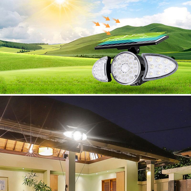 Led Solární Nástěnné Světlo Nastavitelná Hlava Ip65 Vodotěsné Super Jasné Tělo Senzorové Bodové Pro Venkovní Zahradu