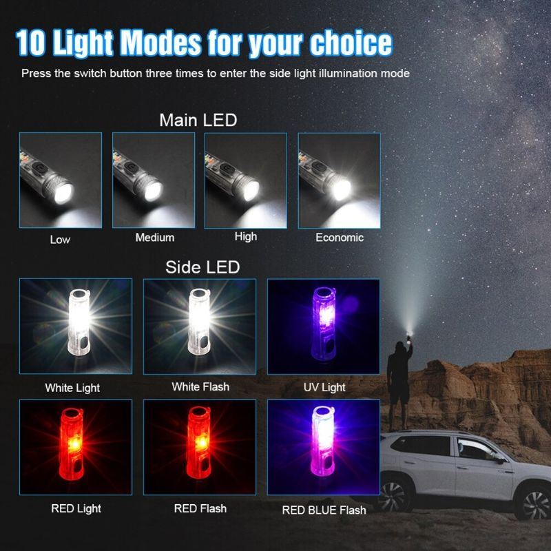 Mini Svítilna Led Kapesní Na Klíče Usb Dobíjecí Lampa Pro Venkovní Použití