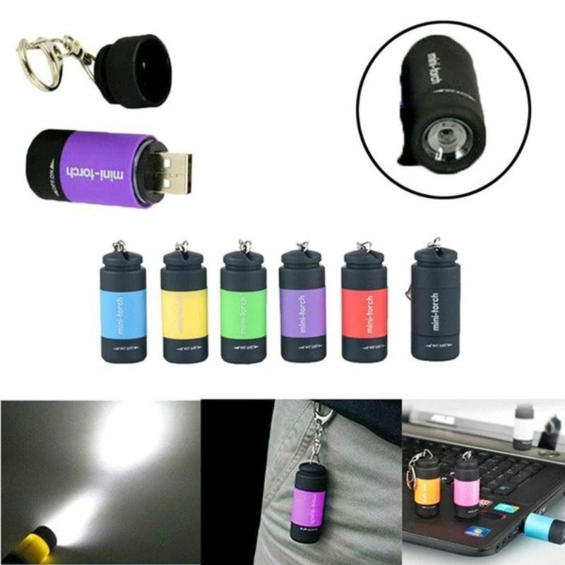 Mini Usb Baterka Dobíjecí Barevná Led Svítilna Vysoce Výkonná Klíčenka