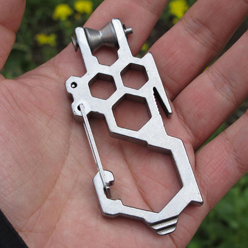 Multifunkční Nářadí Na Přezku Edc Ve Tvaru D S Ocelovou Karabinkou Outdooors Survival Kit