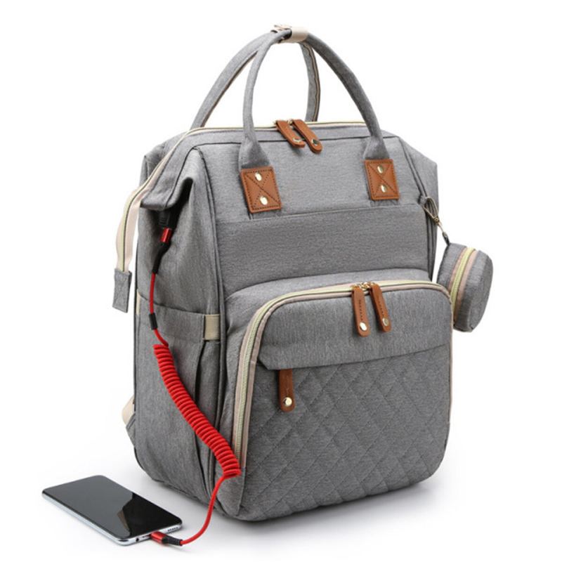 Mumie Backpack Usb Port Skládací Taška Na Plenky Multifunkční Outdoor Travel