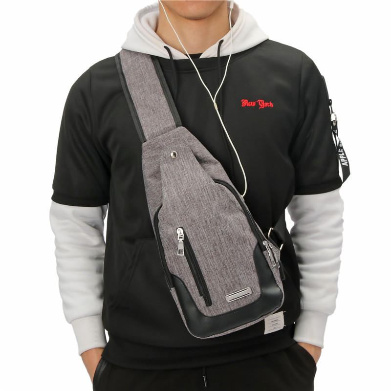 Pánská Náprsní Taška Usb Proti Krádeži Crossbody Messenger Batoh Přes Rameno Sling Pack Sports Travel