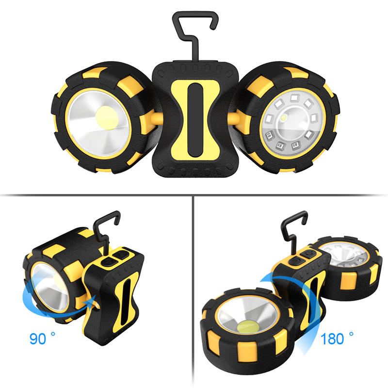 Sl11 500 Lumenů 10w Cob Led Kempingové Světlo S Dvojitou Hlavou S Magnetickým Připojením 4 Režimy Nouzová Svítilna Vyhledávací