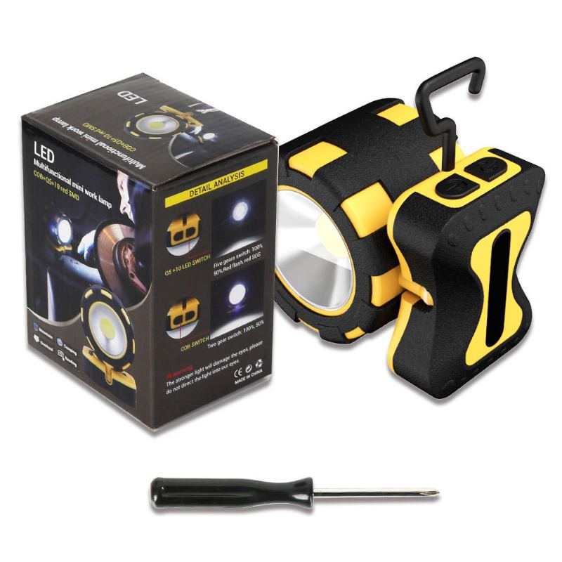Sl11 500 Lumenů 10w Cob Led Kempingové Světlo S Dvojitou Hlavou S Magnetickým Připojením 4 Režimy Nouzová Svítilna Vyhledávací