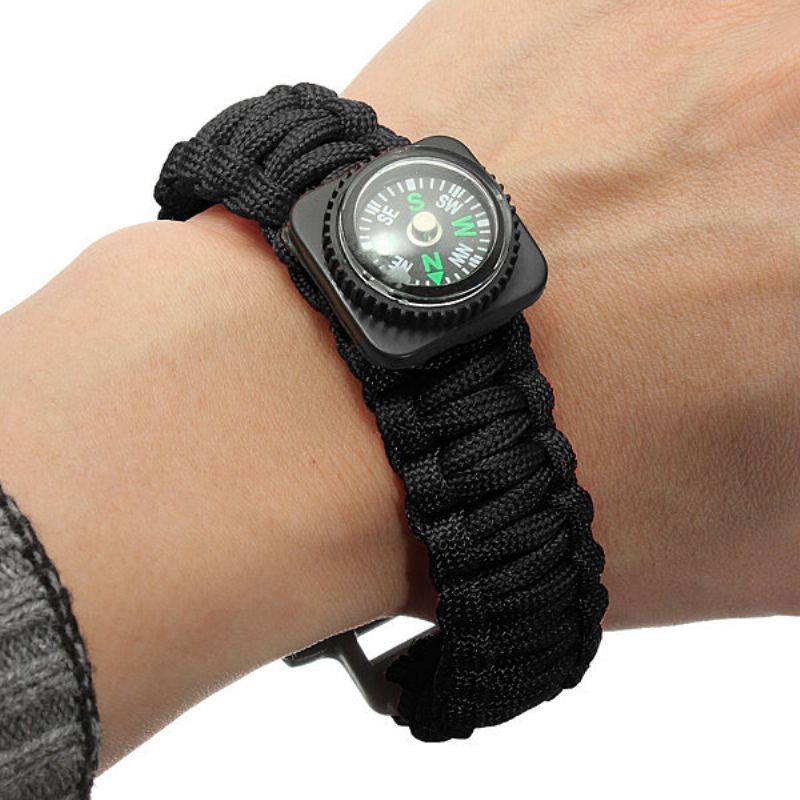 Survival Paracord Náramek Whistle Světelné Vojenské Hodinky Na Zápěstí