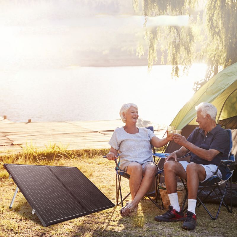 Us Direct Atem Power Ap-fold-fles 200w Monokrystalický Solární Panel Bez Skla Přenosný Kufr Vybavený 20a Mppt Ovladačem Pro 12v Baterie Rv Camping