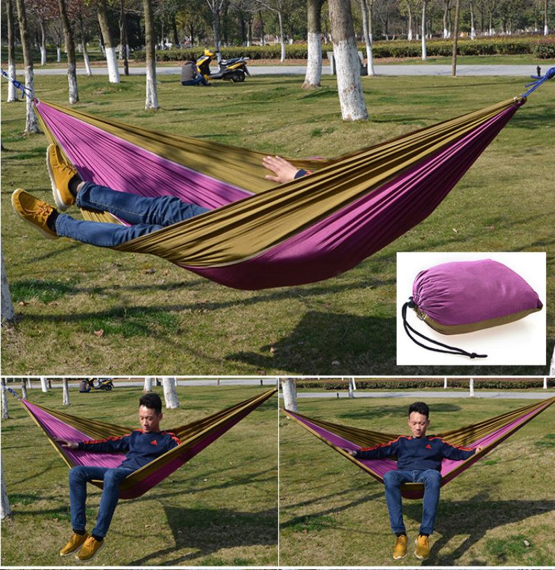 Venkovní Kempingová Houpací Síť Padáková Tkanina Lehká Nylonová Přenosná Síť Pro 1-2 Osoby 260 X 140 cm