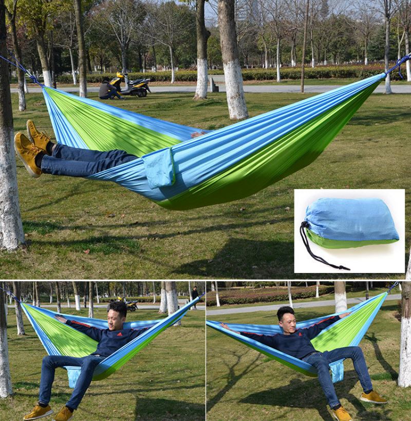 Venkovní Kempingová Houpací Síť Padáková Tkanina Lehká Nylonová Přenosná Síť Pro 1-2 Osoby 260 X 140 cm