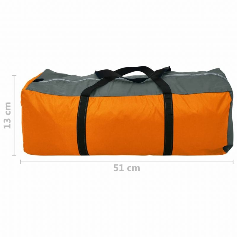 Vodotěsný Kempingový Stan Pro 2~4 Osoby Tunelový Pro Kempování Turistika Cestování Sklolaminátové Hůlky Šedá+oranžová